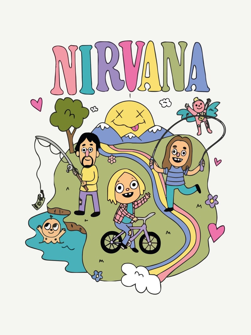 Nirvana Gökkuşağı baskısının kendisi, ürün üzerinde değil