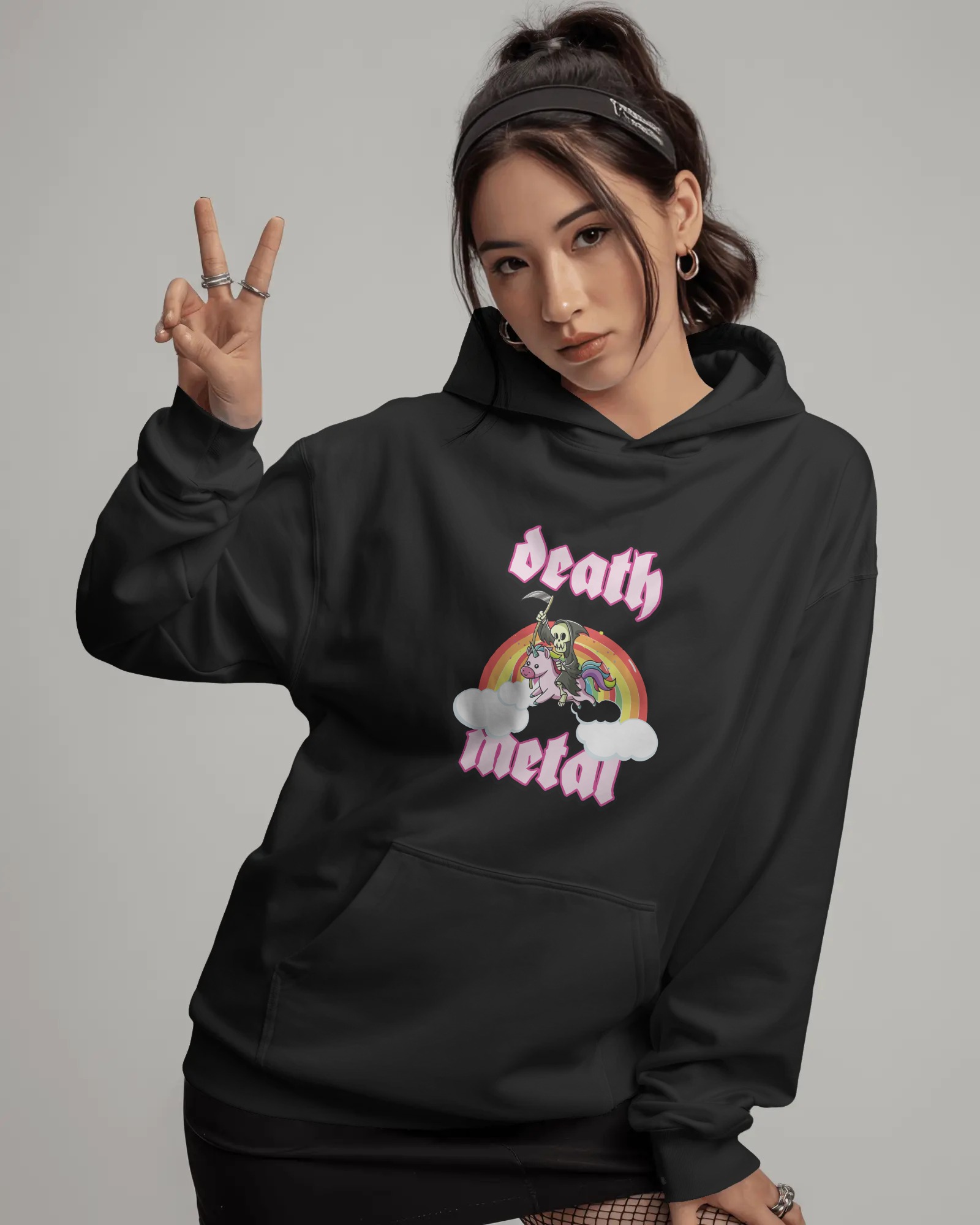 Death Metal Unisex Siyah Kapüşonlu Sweatshirt