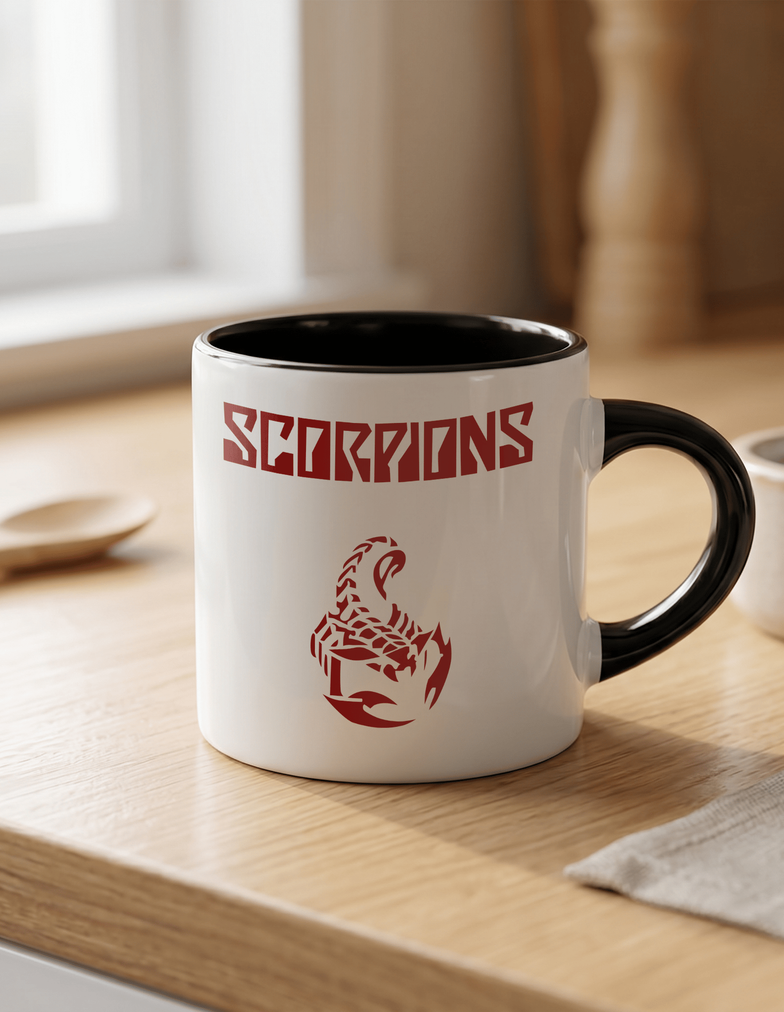 Scorpions 180 ml Beyaz Siyah Kahve Kupası