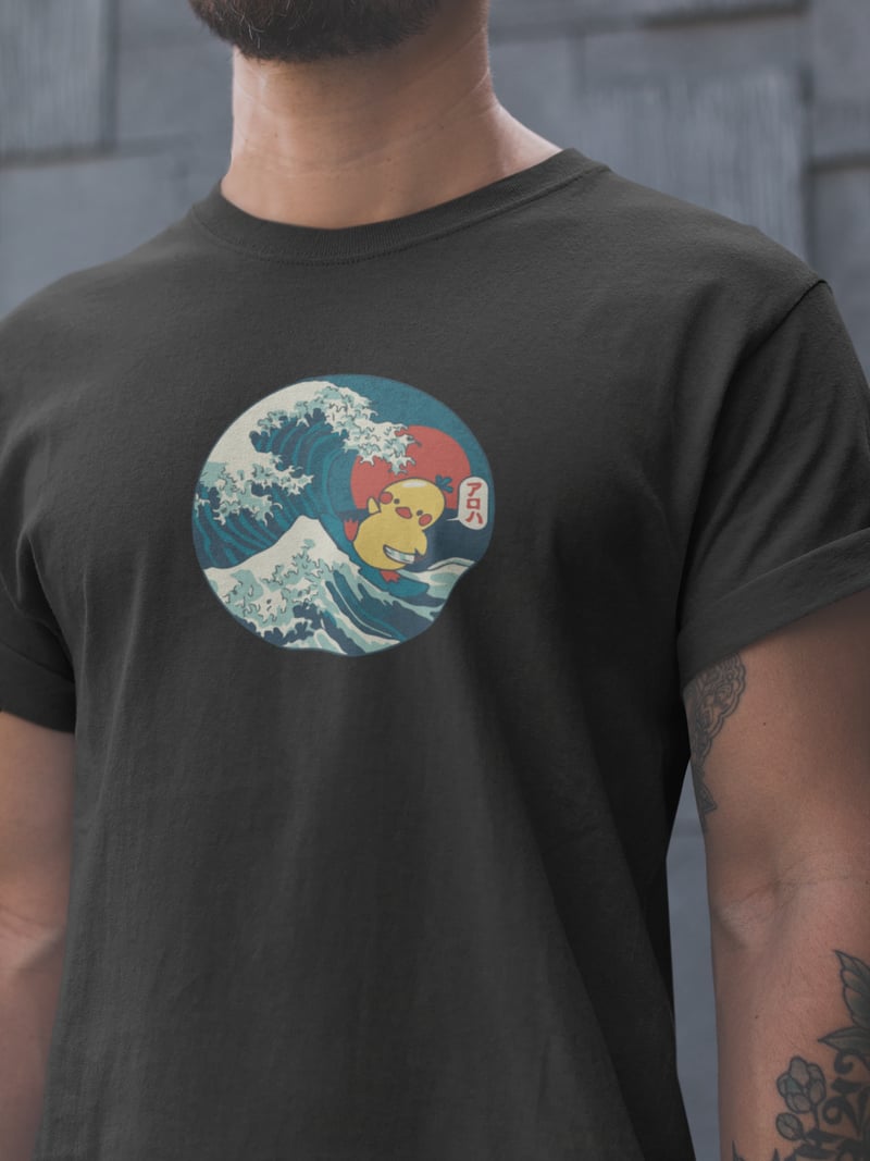 Kanagawa Duck Unisex Siyah Tişört