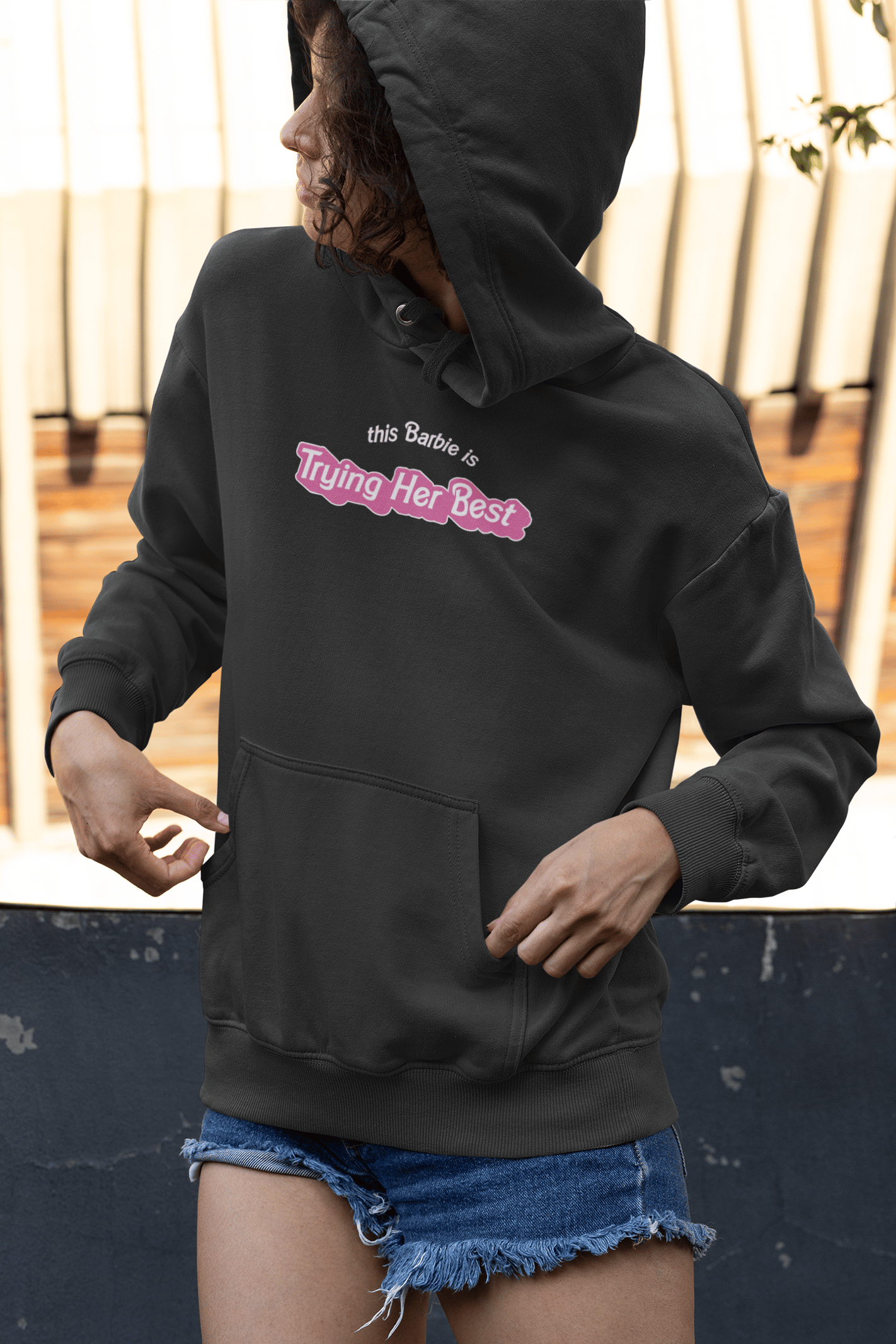 Trying Her Best Unisex Kapüşonlu Sweatshirt