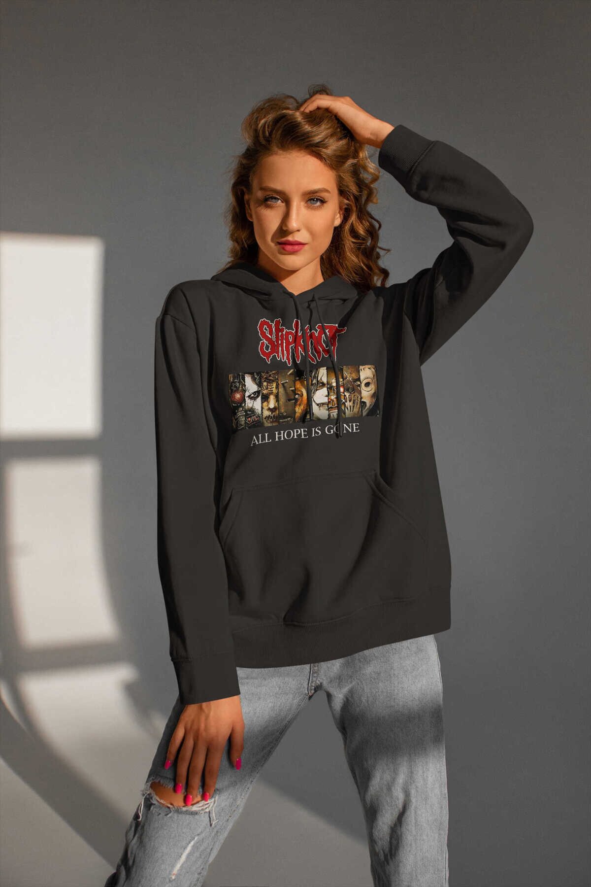 Slipknot Dijital Baskı Kapüşonlu Unisex Sweatshirt