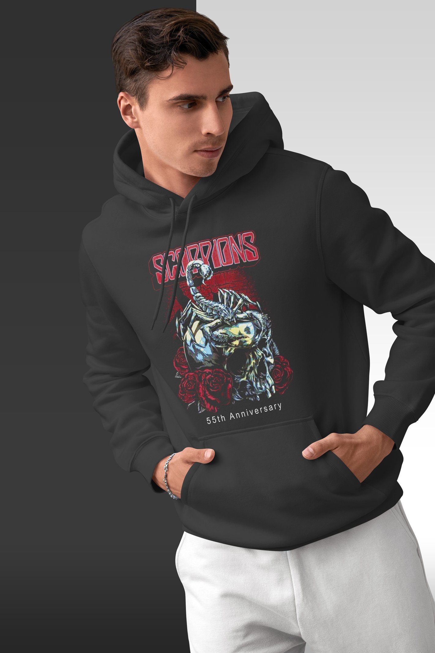 Scorpions Gül Kapüşonlu Sweatshirt