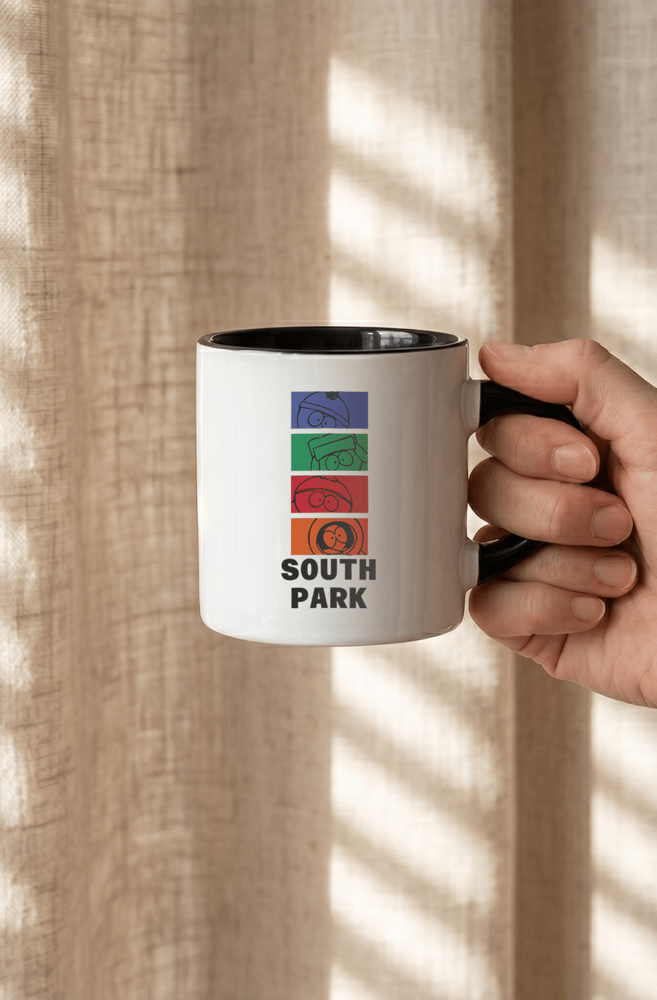 South Park 180 ml Beyaz Siyah Kahve Kupası