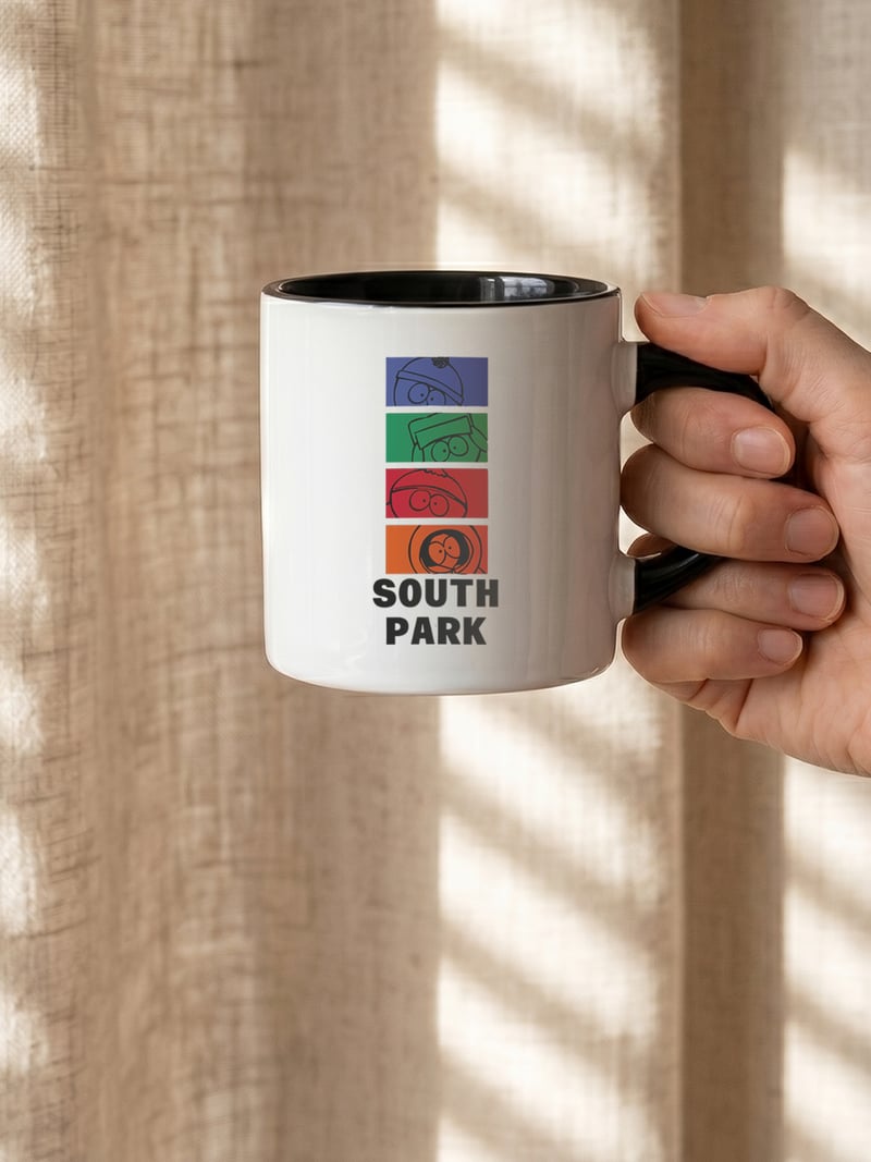South Park 180 ml Beyaz Siyah Kahve Kupası