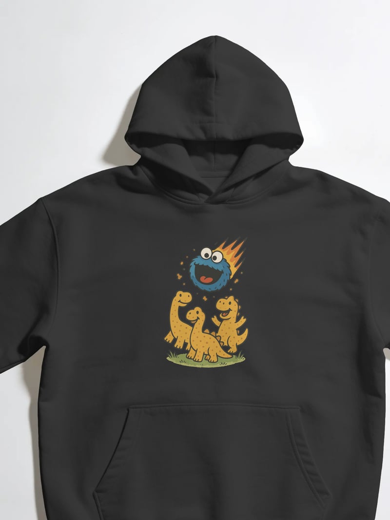 Kurabiye Canavarı Dinozor Kapüşonlu Sweatshirt