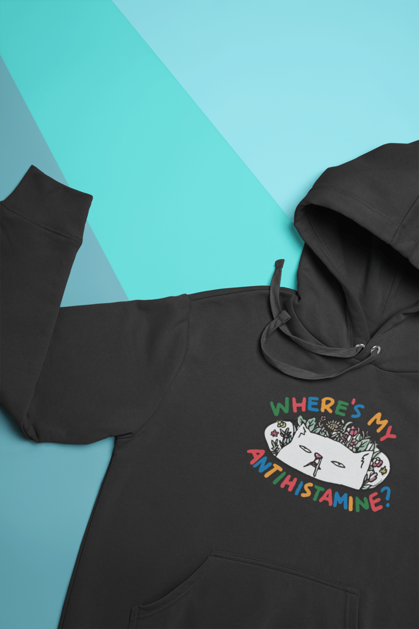 Where's My Antihistamine Unisex Siyah Kapüşonlu Sweatshirt