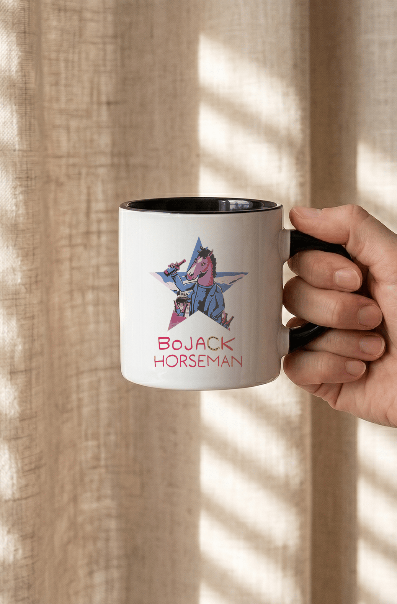 Bojack Horseman 180 ml Beyaz Siyah Kahve Kupası
