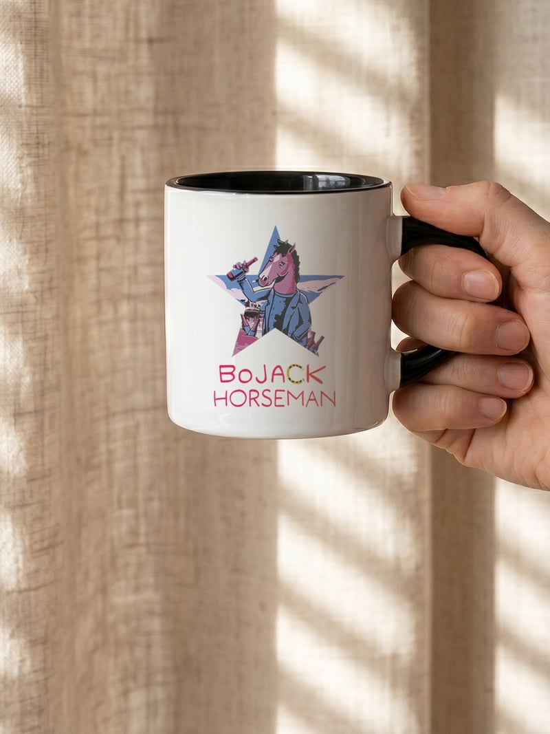 Bojack Horseman 180 ml Beyaz Siyah Kahve Kupası