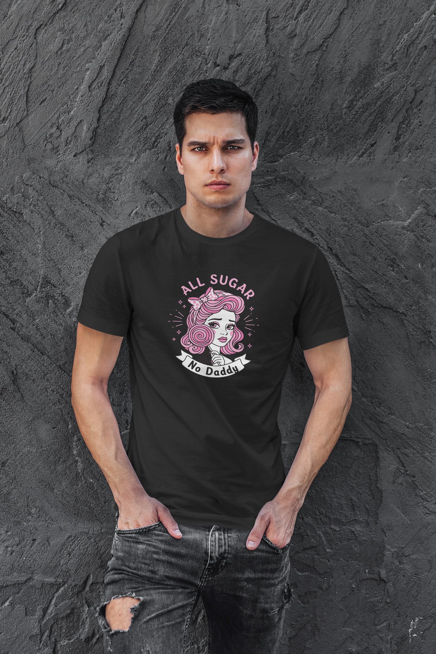 All Sugar Dijital Baskı Siyah Unisex Tişört