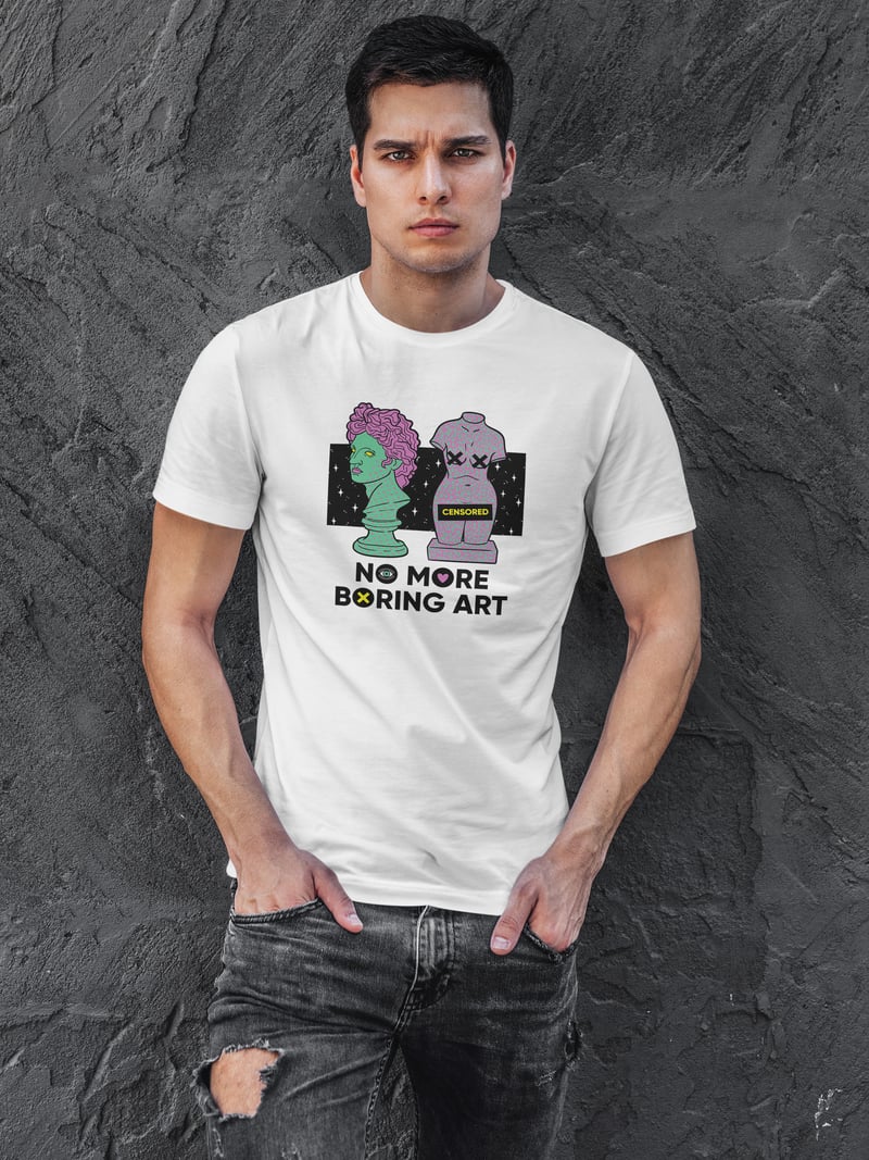 Boring Art Dijital Baskı Beyaz Unisex Tişört
