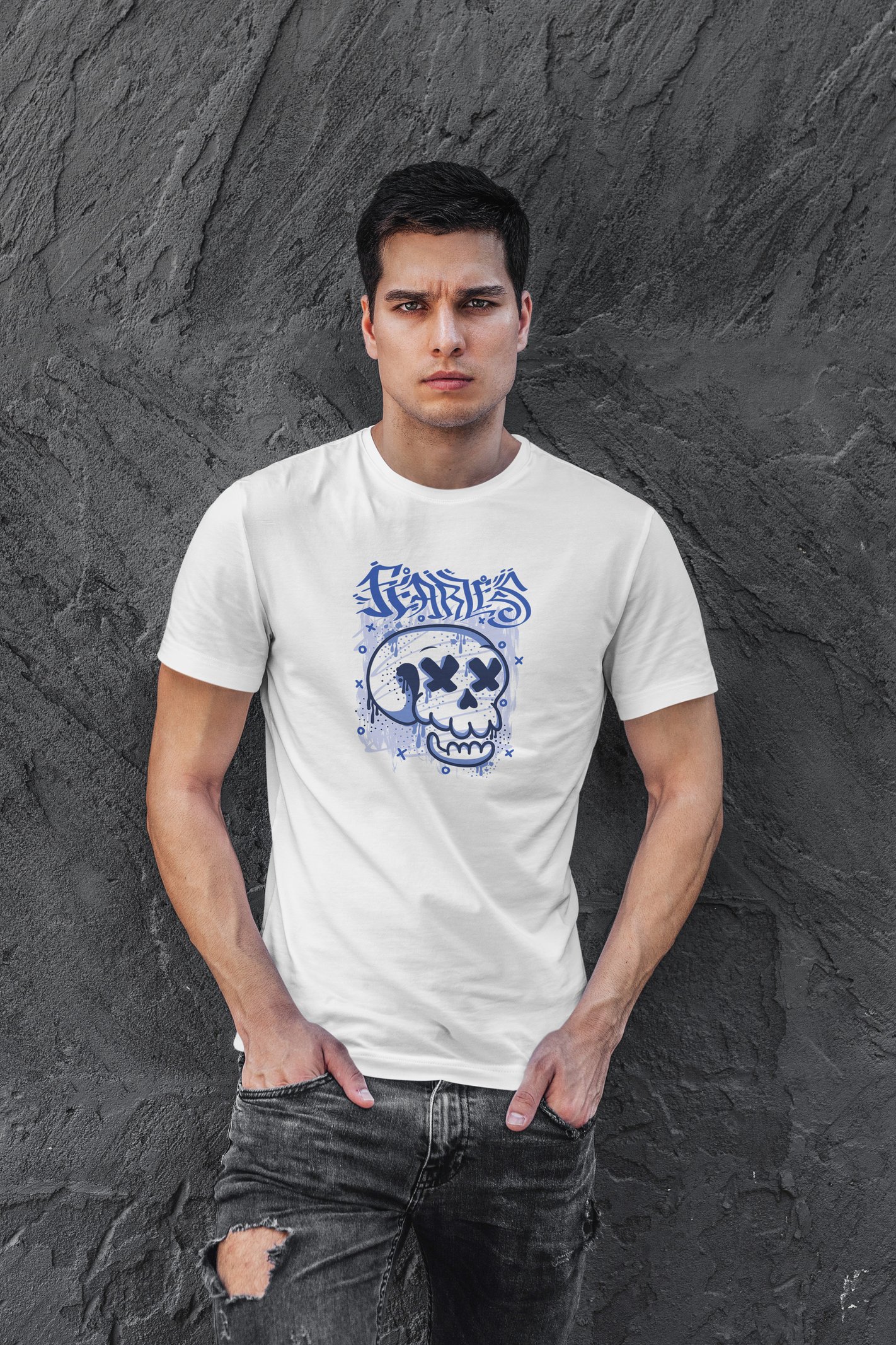 Fearless Dijital Baskı Beyaz Unisex Tişört