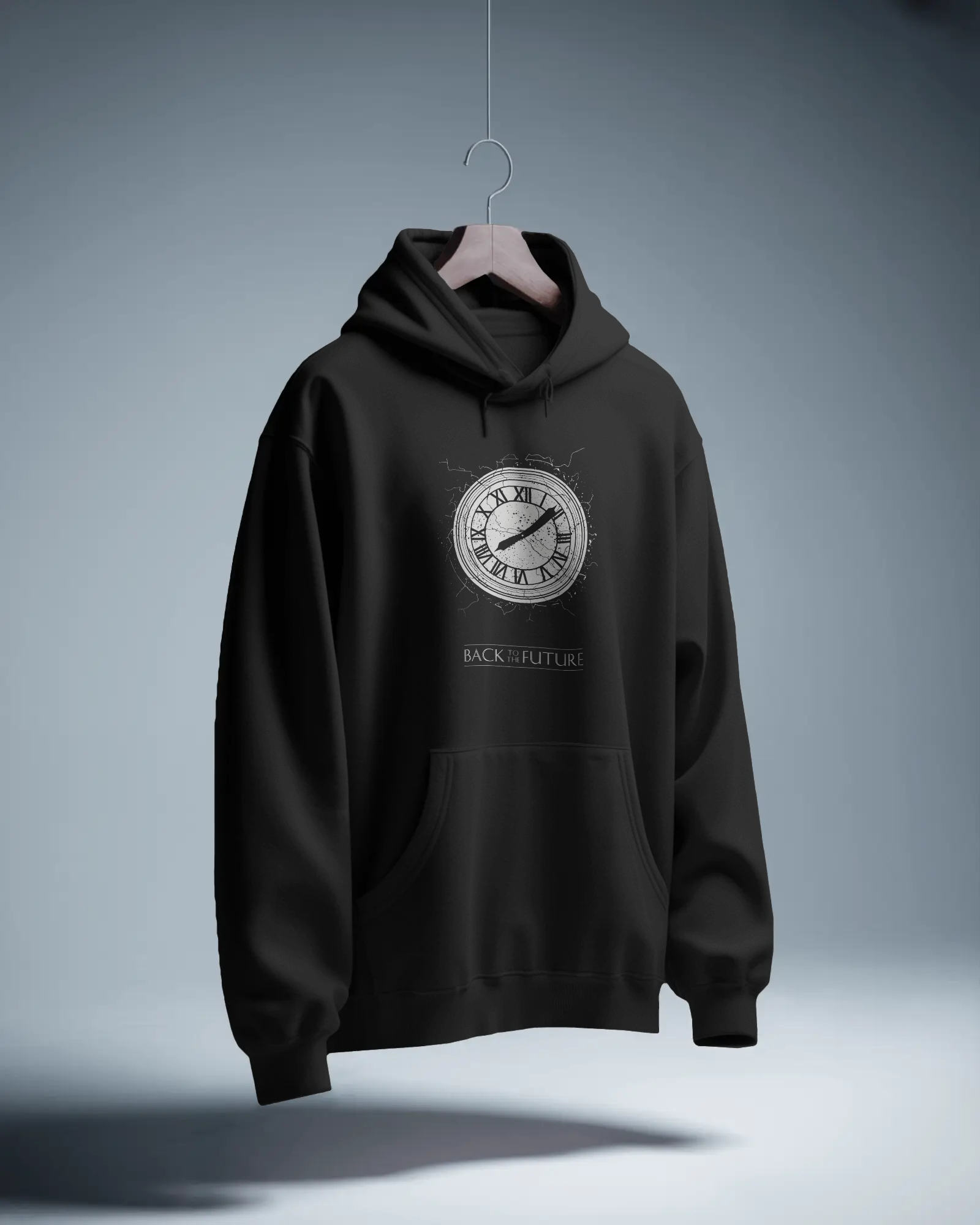 Back to the Future Siyah Kapüşonlu Sweatshirt