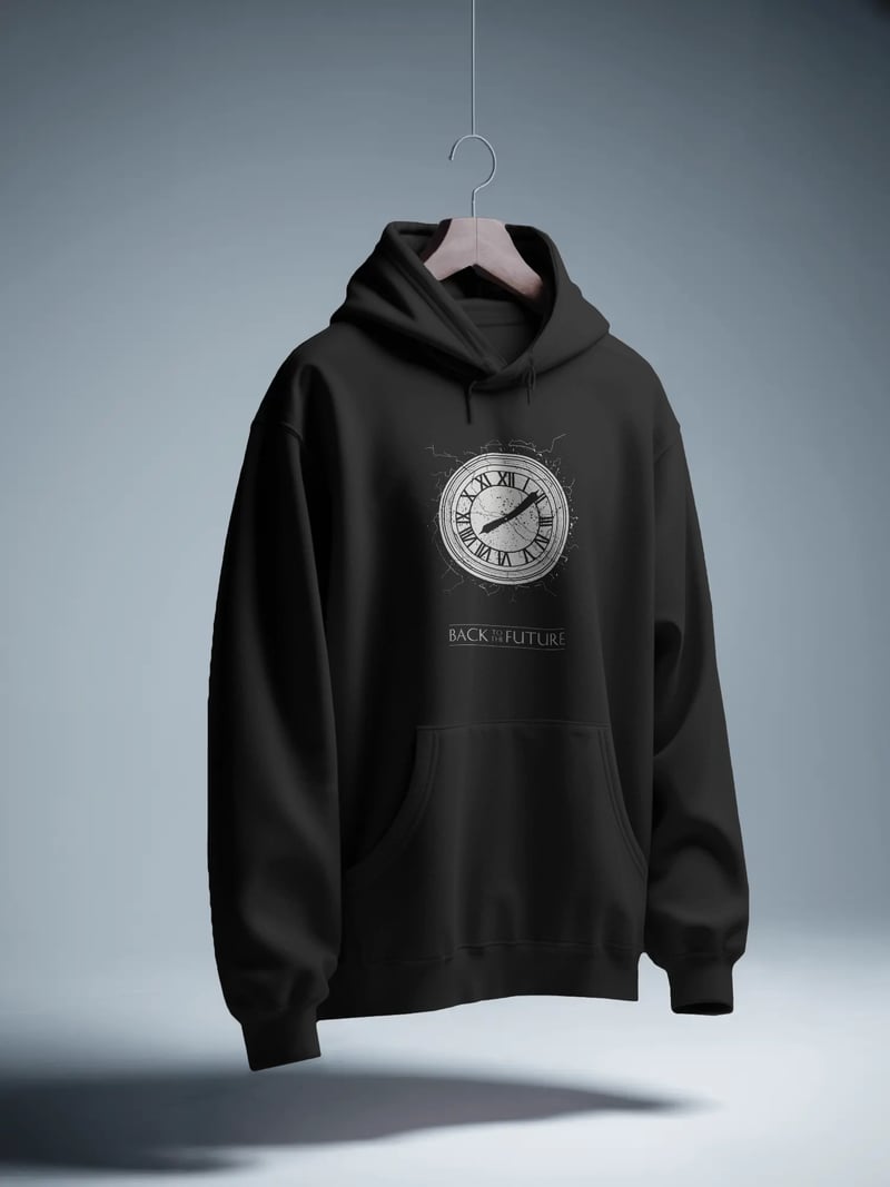 Back to the Future Siyah Kapüşonlu Sweatshirt