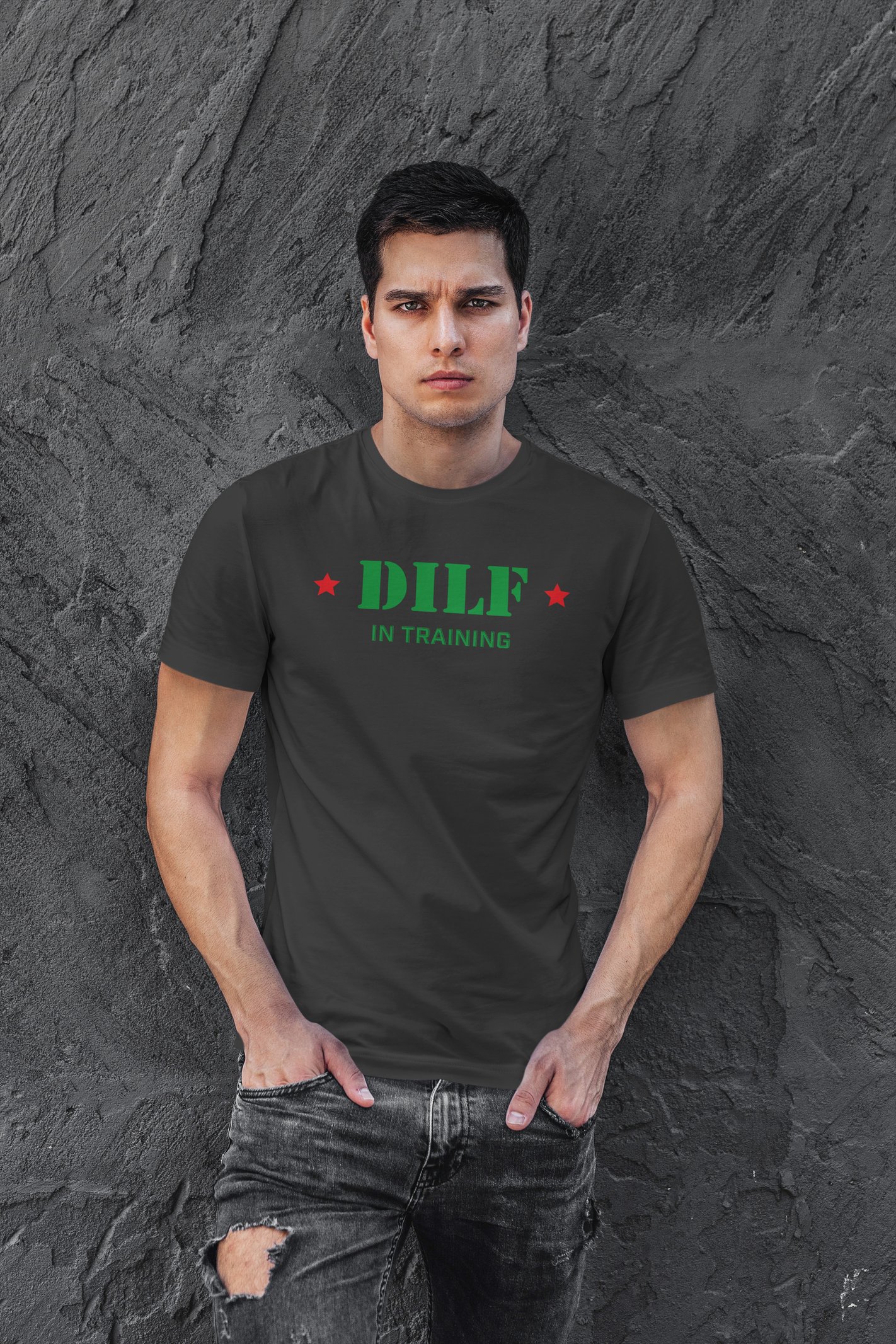 Dilf In Training Dijital Baskı Siyah Tişört