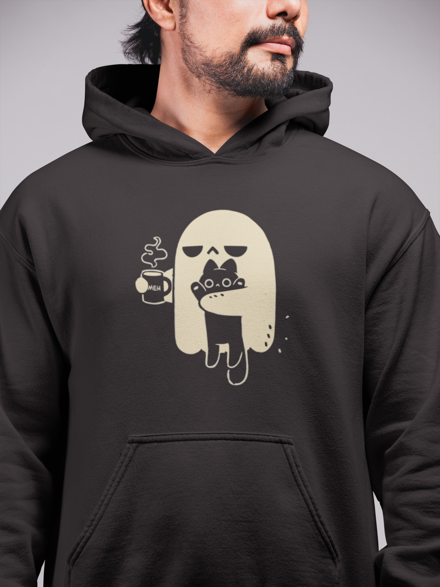 Ghost with Cat Unisex Kapüşonlu Sweatshirt