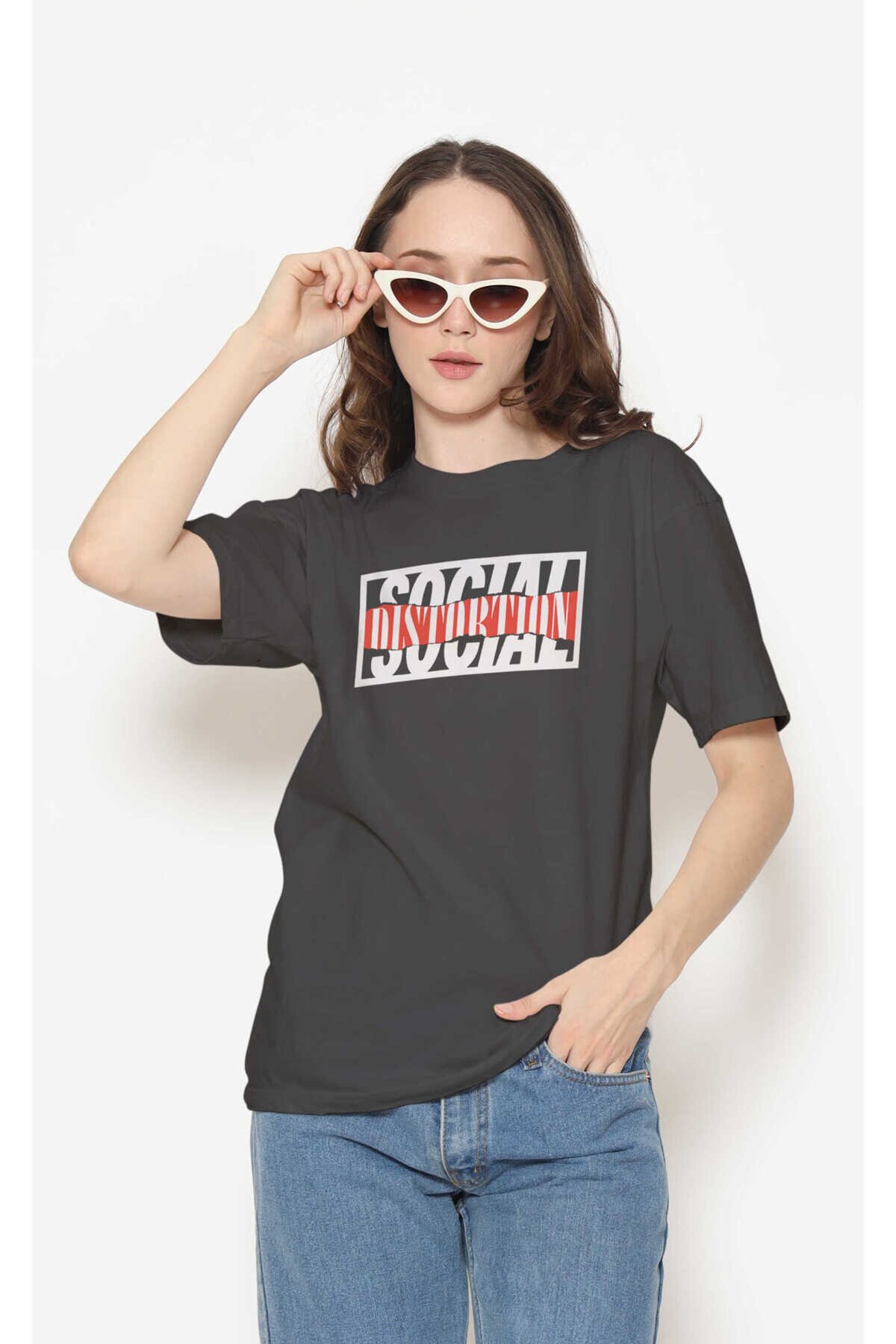 Social Distortion Dijital Baskı Siyah Unisex Tişört