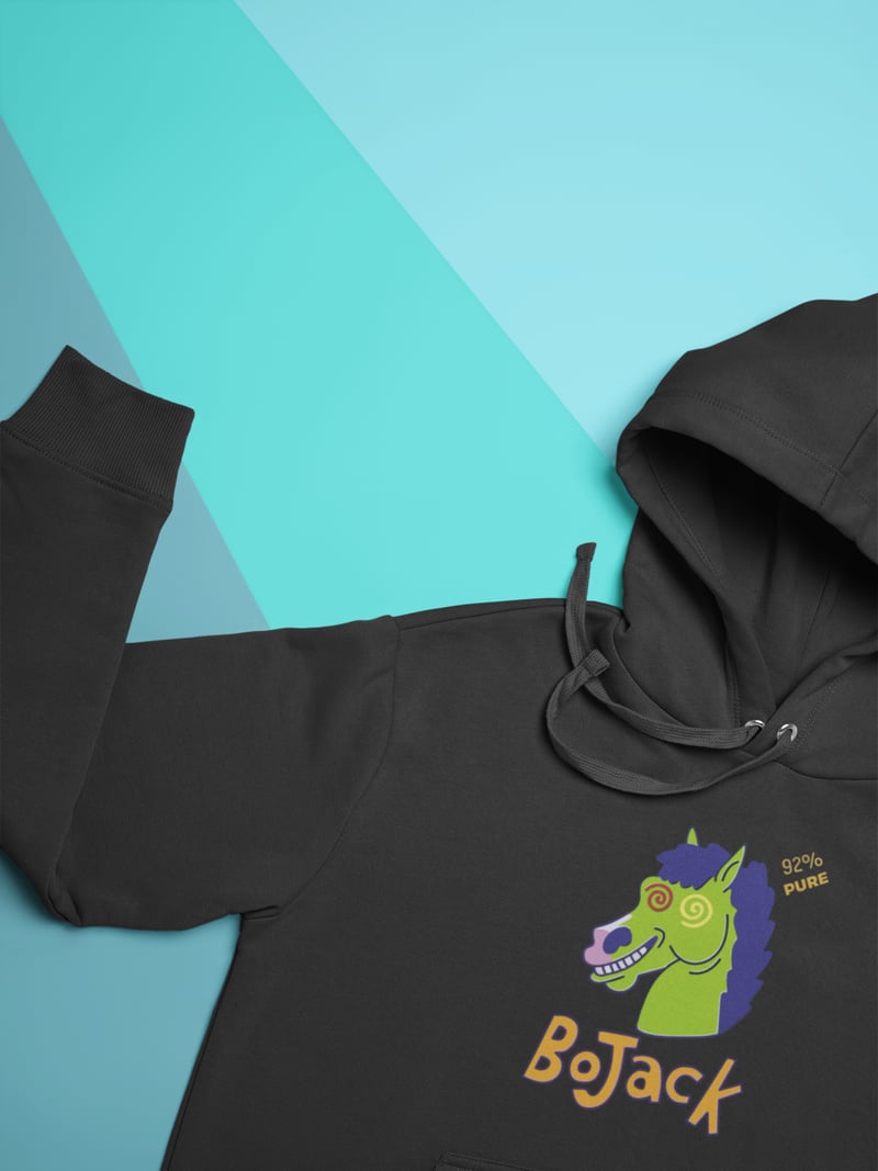 Bojack Horseman Unisex Siyah Kapüşonlu Sweatshirt