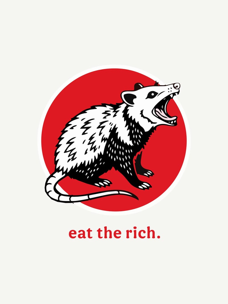 Eat the Rich Keseli Sıçan baskısının kendisi, ürün üzerinde değil