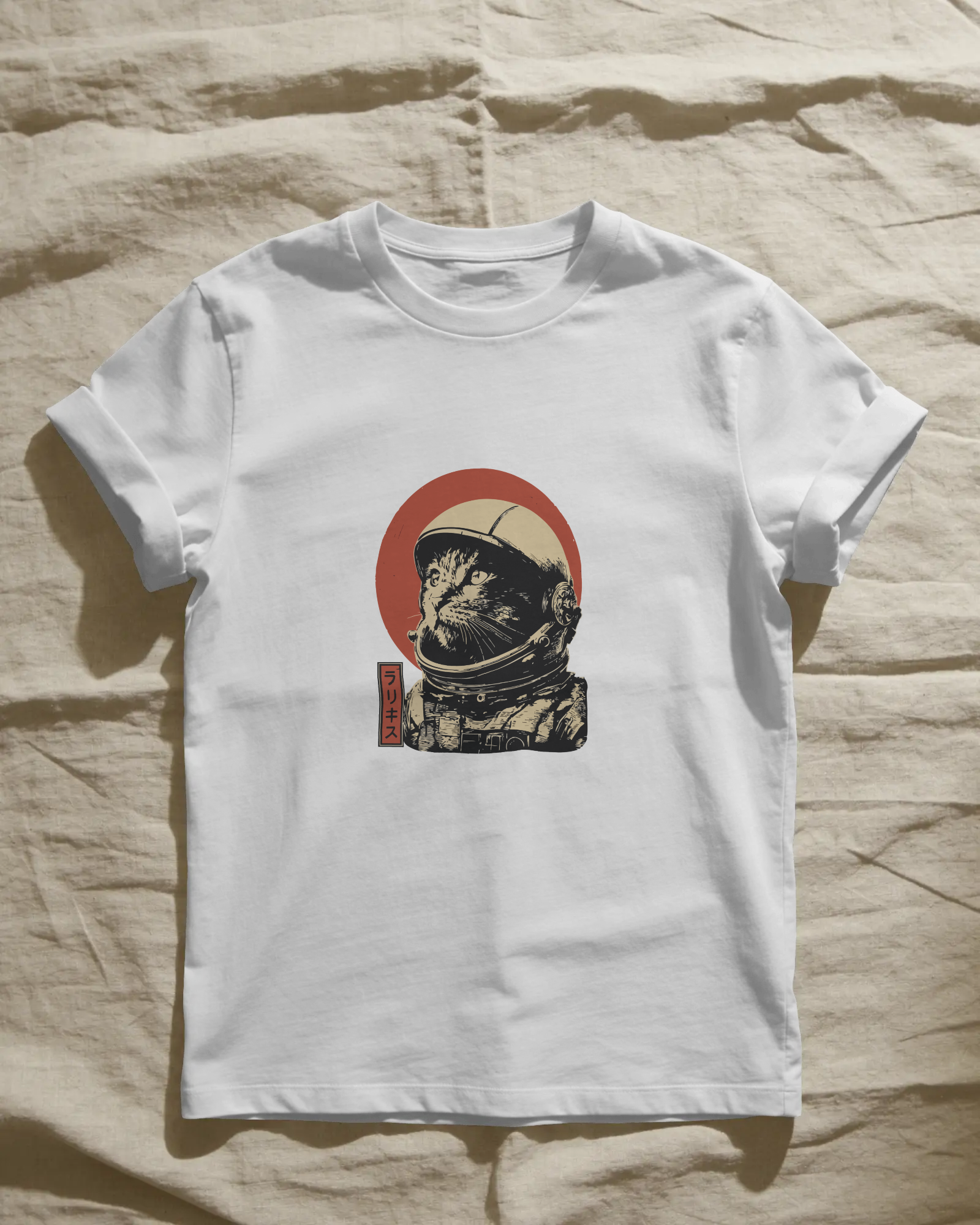 Astronaut Cat Beyaz Tişört