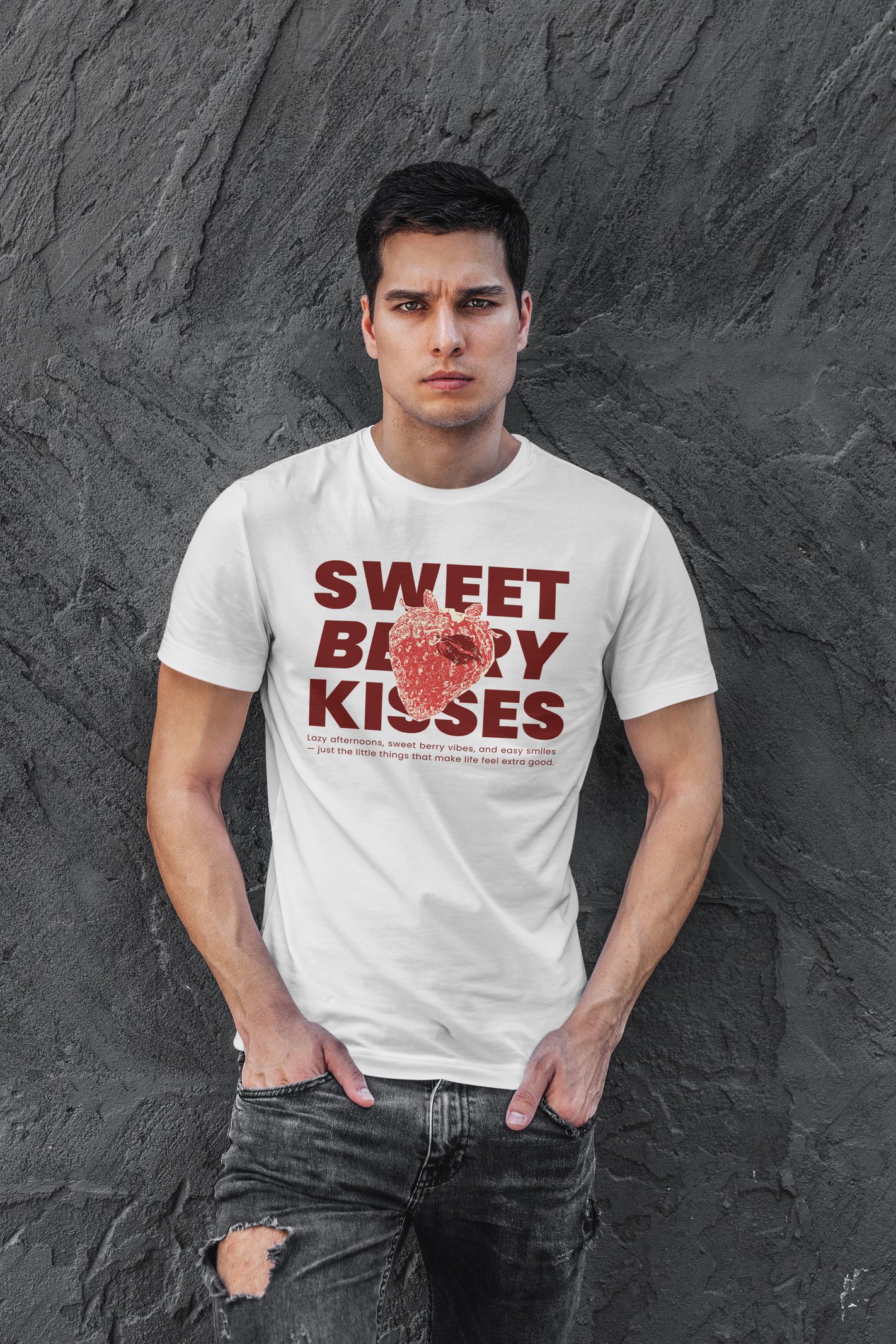 Berry Kisses Dijital Baskı Beyaz Unisex Tişört