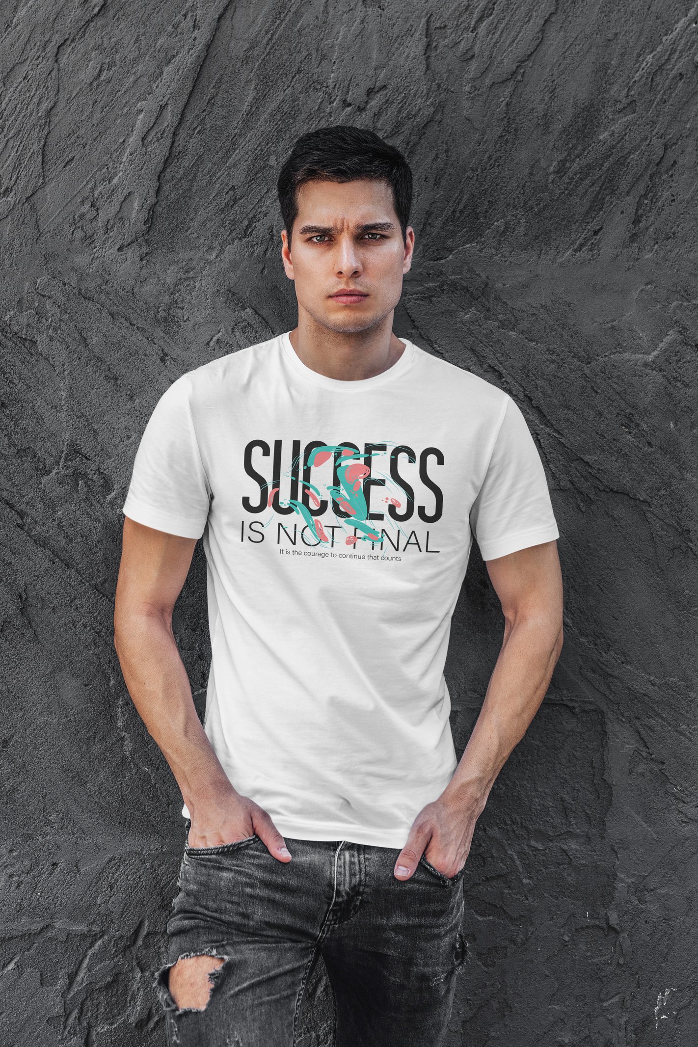 Success Dijital Baskı  Unisex Beyaz T-Shirt