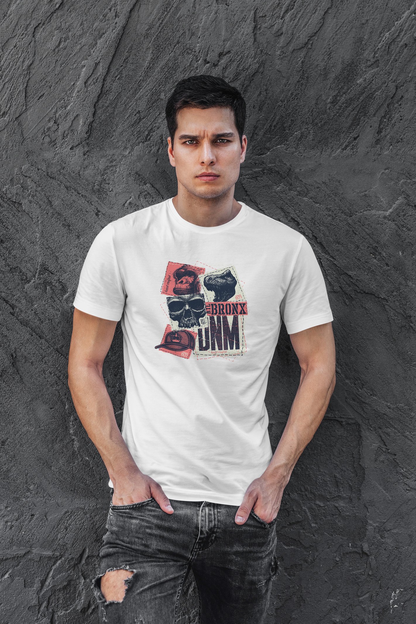 Bronx Dijital Baskı  Unisex Beyaz T-Shirt