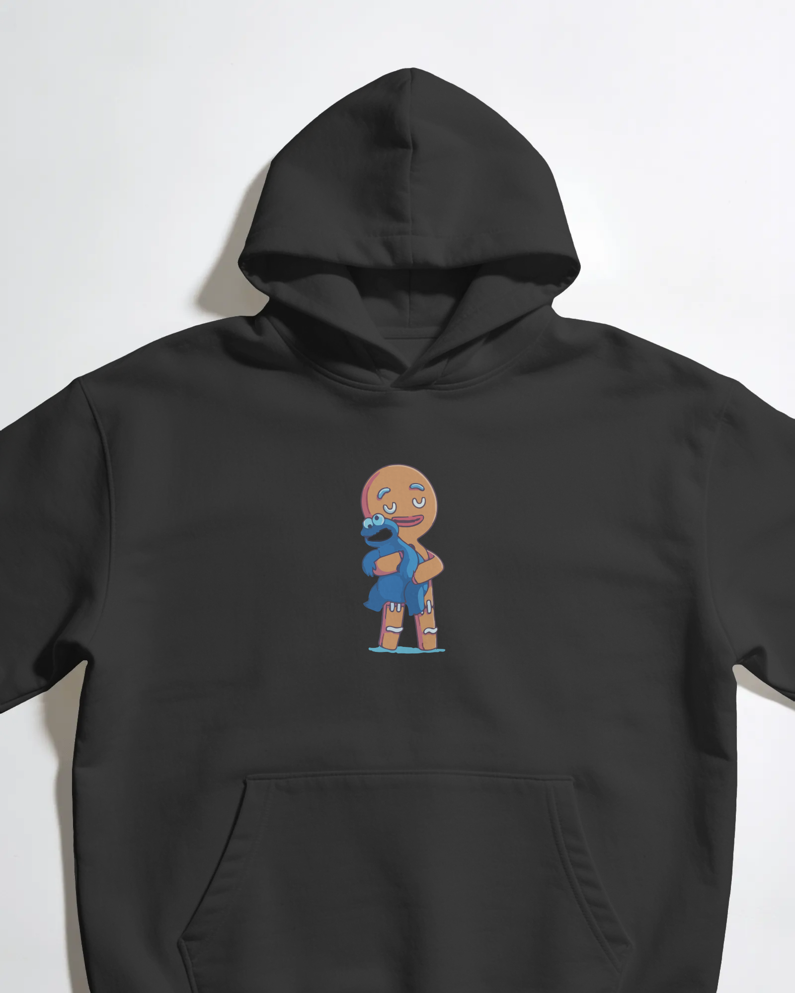 Kurabiye Canavarı Unisex Siyah Kapüşonlu Sweatshirt