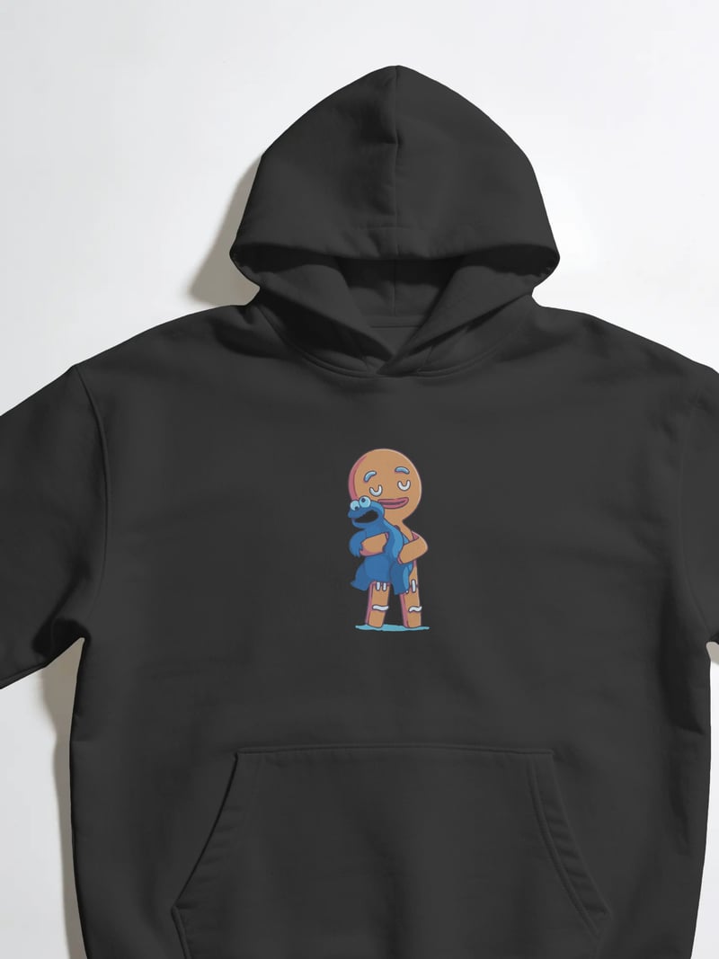 Kurabiye Canavarı Unisex Siyah Kapüşonlu Sweatshirt