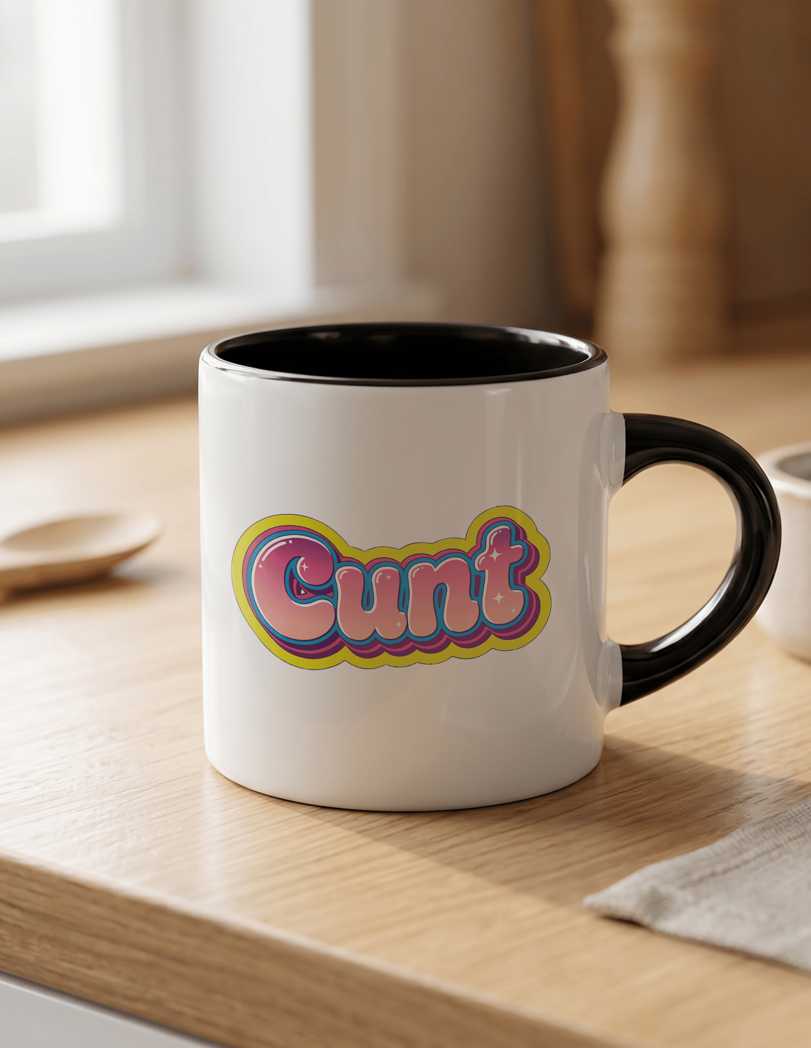 Cunt 180 ml Beyaz Siyah Kahve Kupası