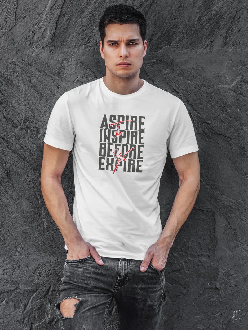 Aspire Dijital Baskı Beyaz Unisex Tişört