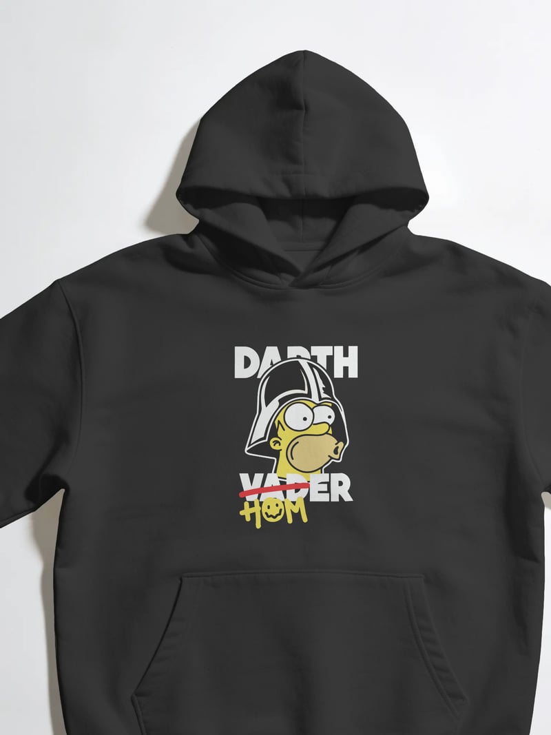 Homer Simpson Darth Vader Unisex Siyah Kapüşonlu Sweatshirt