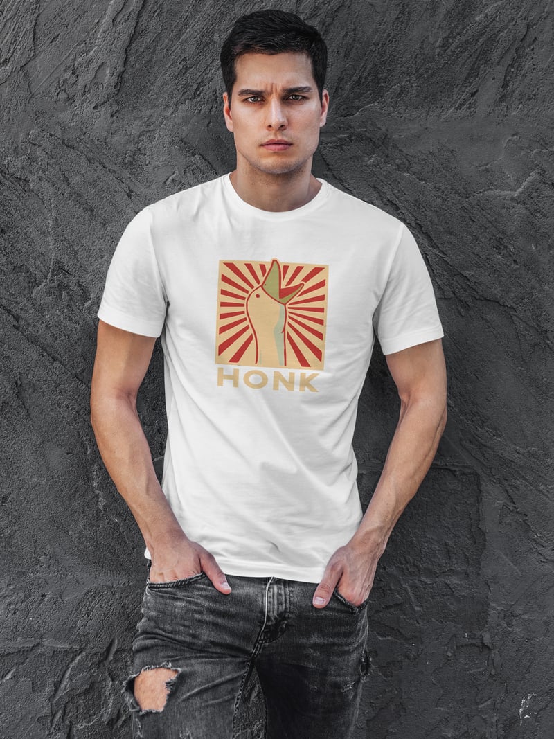 Honk Kaz Dijital Baskı Beyaz Unisex Tişört