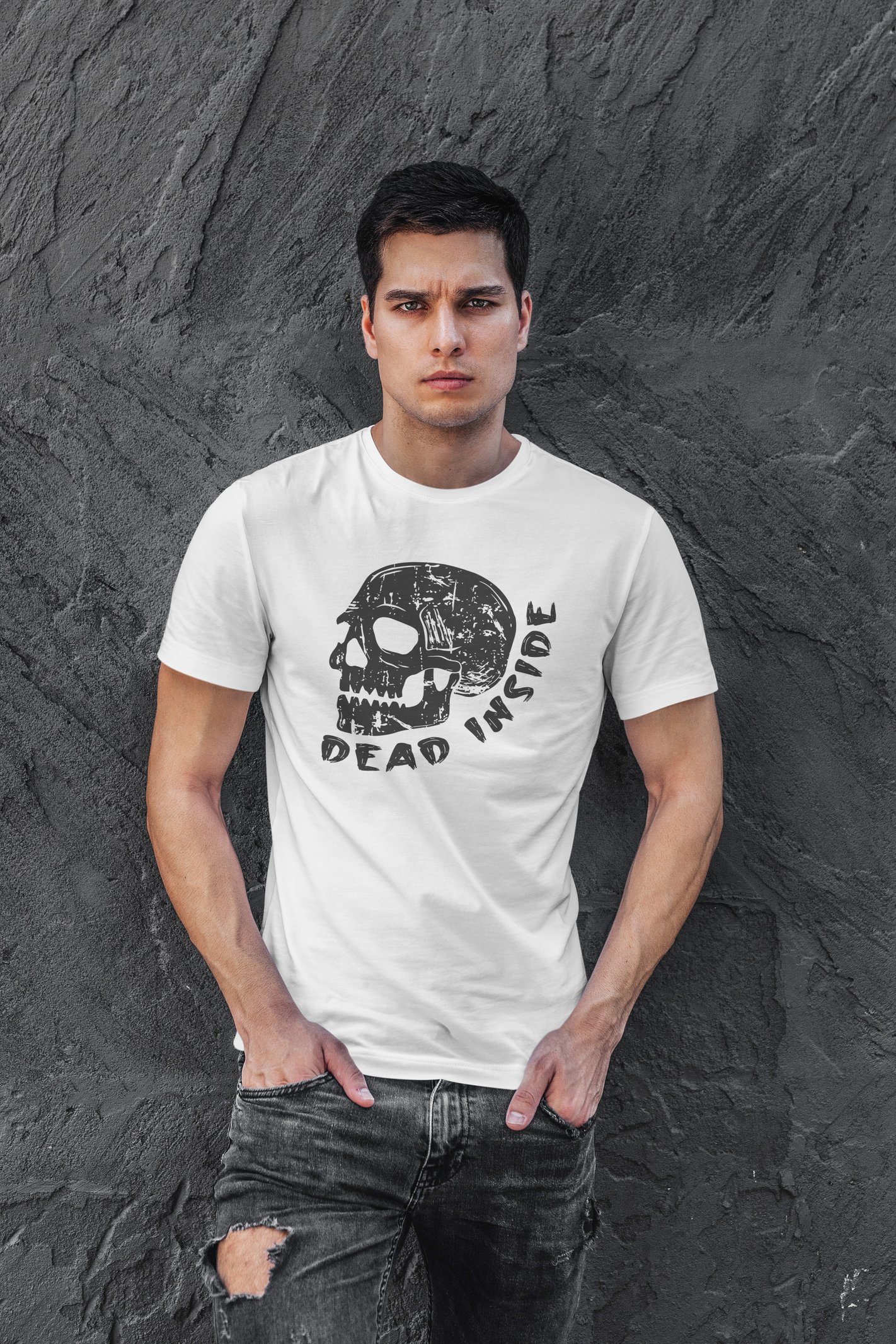 Dead Inside Dijital Baskı  Unisex Beyaz T-Shirt