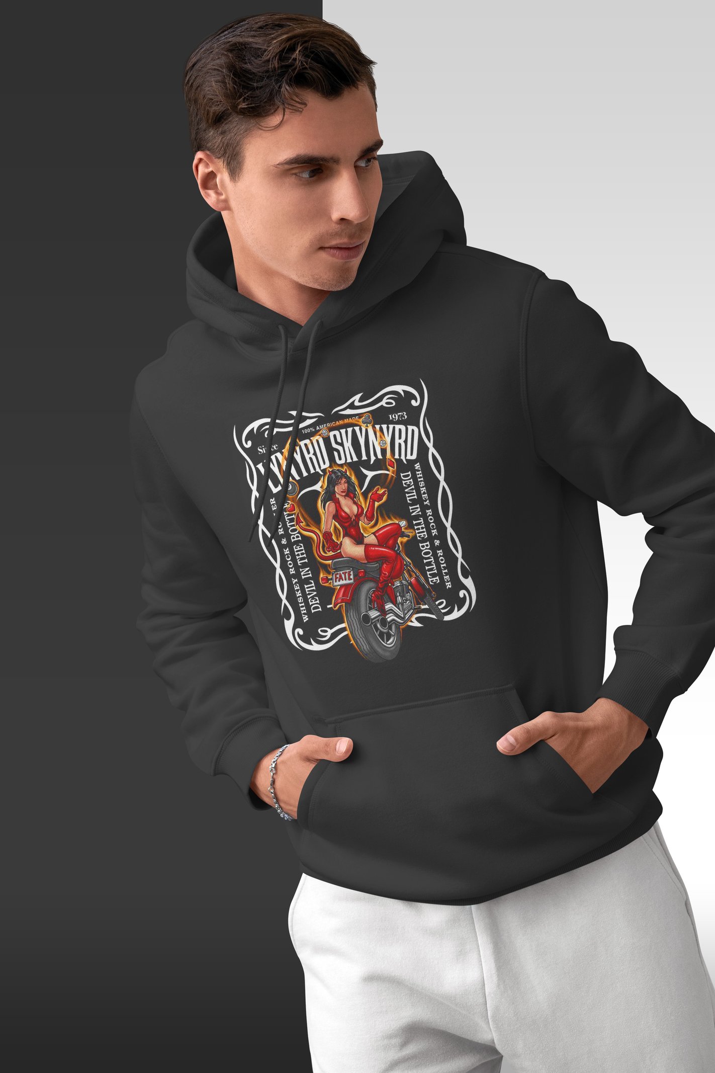 Lynyrd Skynyrd Motosiklet Kapüşonlu Sweatshirt