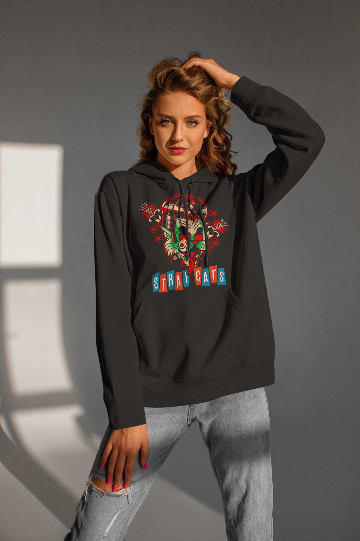 Stray Dijital Baskı Kapüşonlu Unisex Sweatshirt