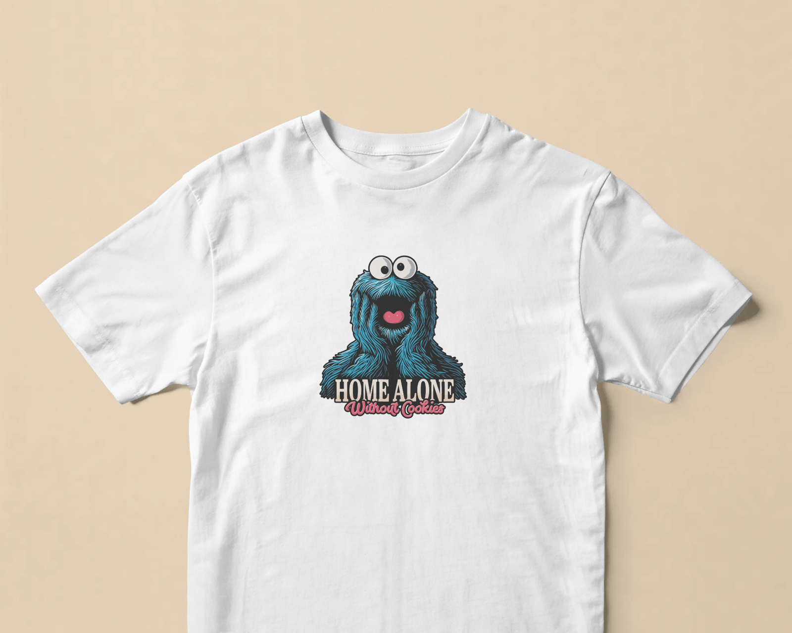 Home Alone Cookie Monster Beyaz Tişört