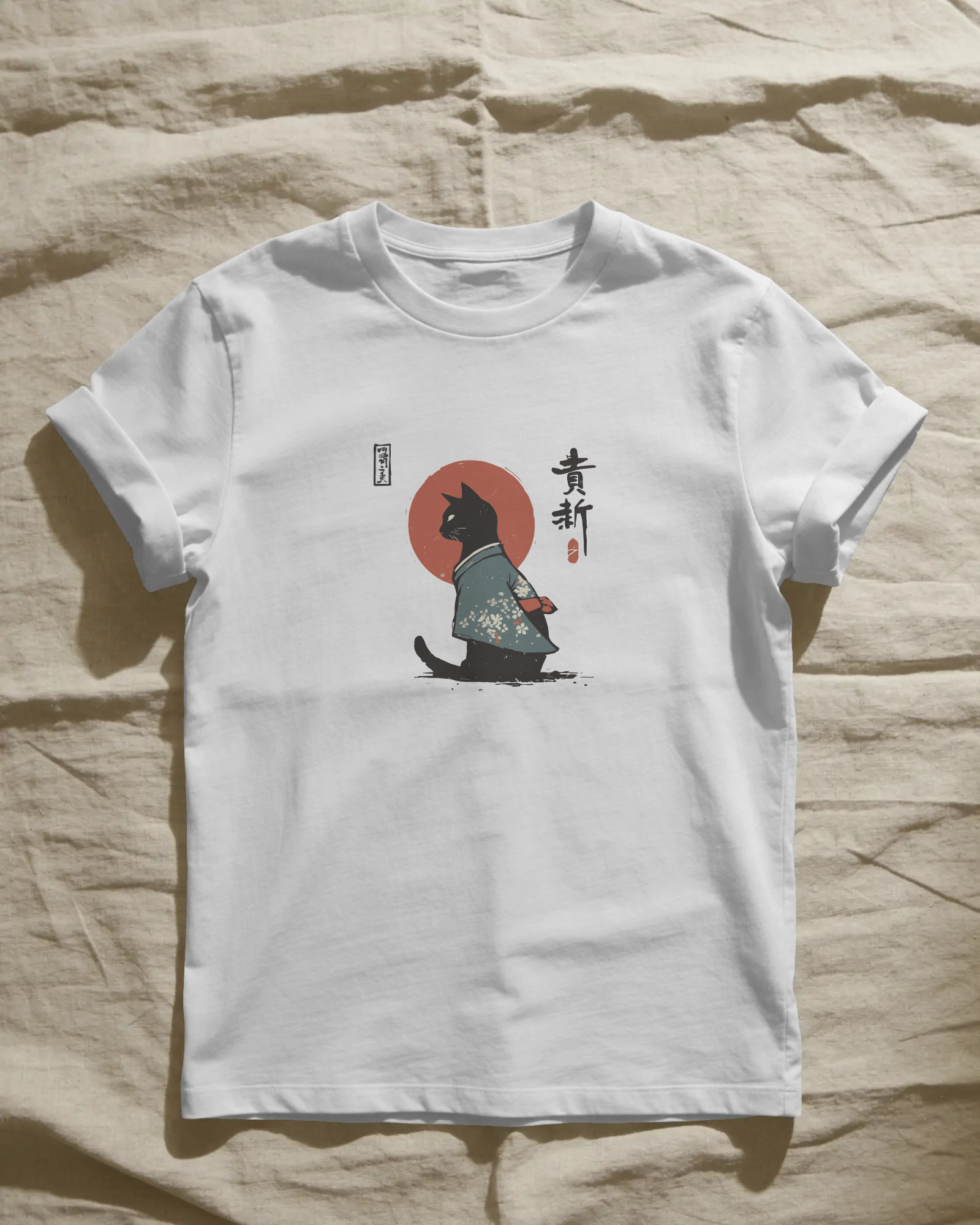 Japan Cat Beyaz Tişört