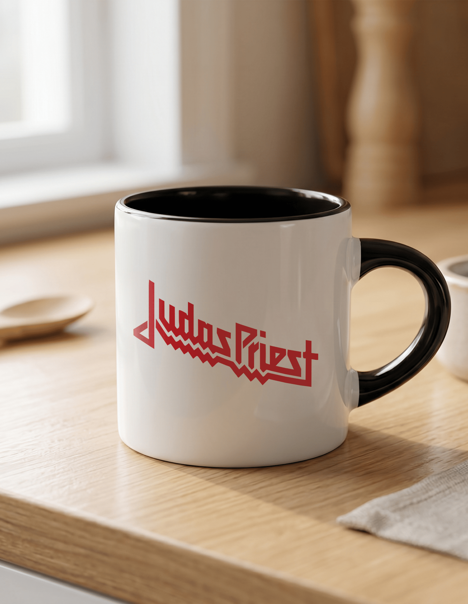 Judas Priest 180 ml Beyaz Siyah Kahve Kupası