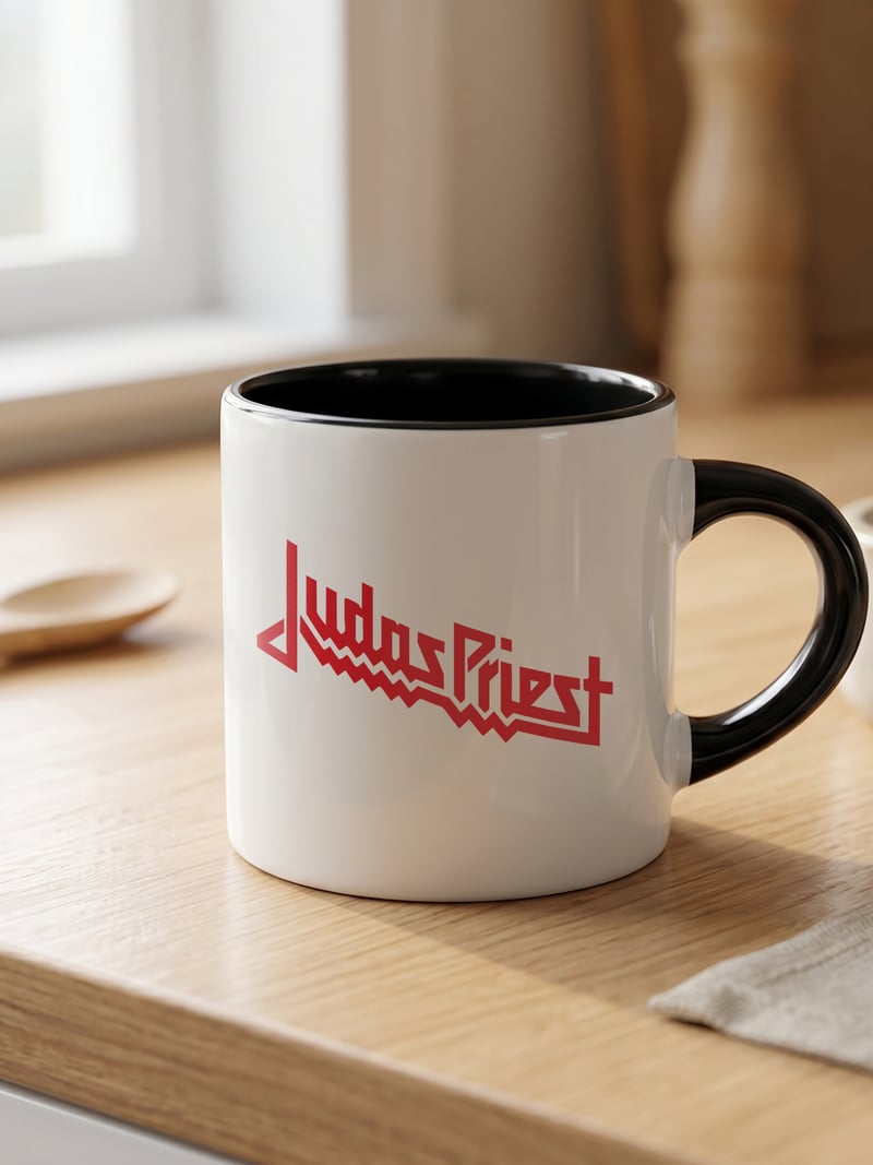Judas Priest 180 ml Beyaz Siyah Kahve Kupası