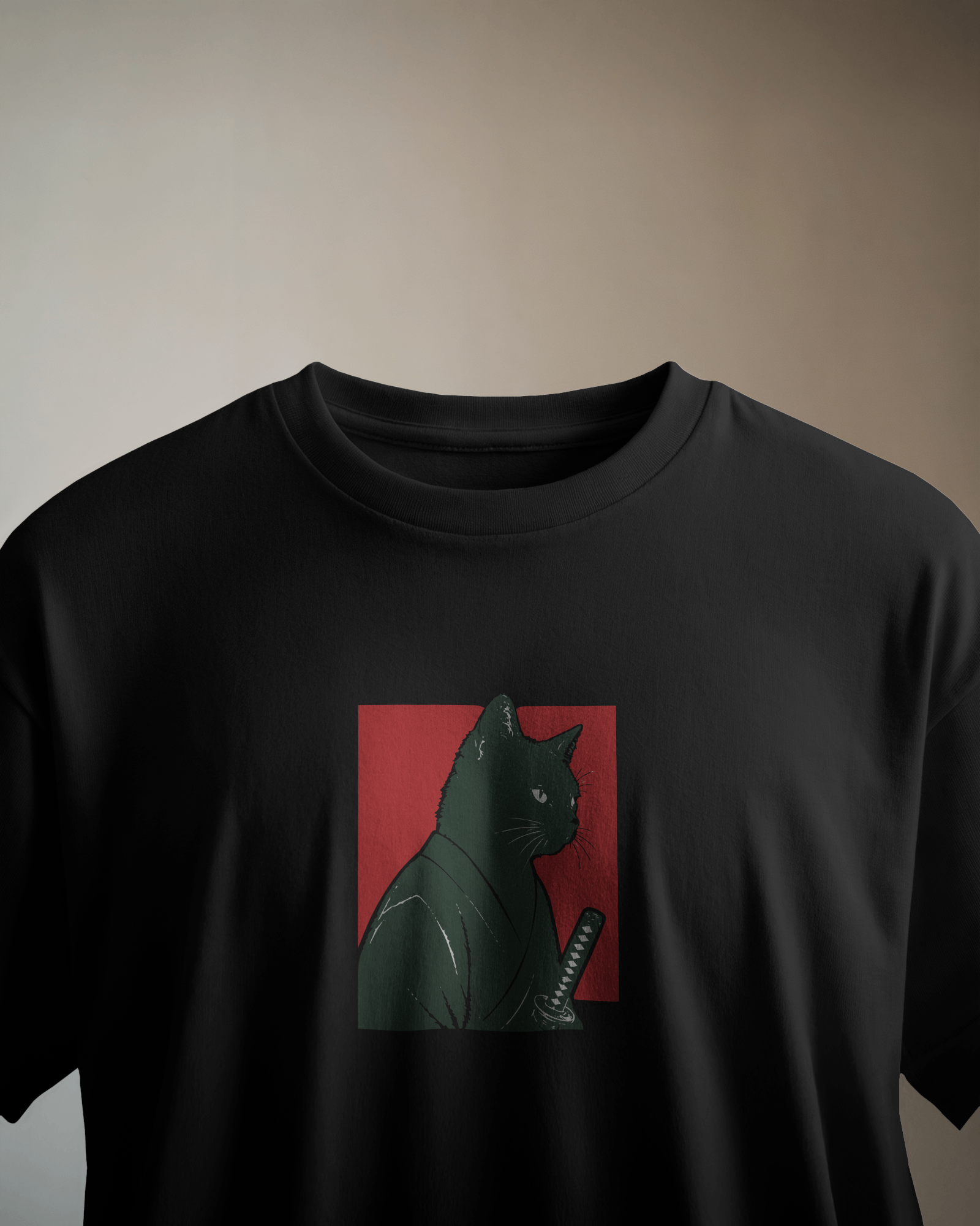 Samurai Cat Siyah Tişört