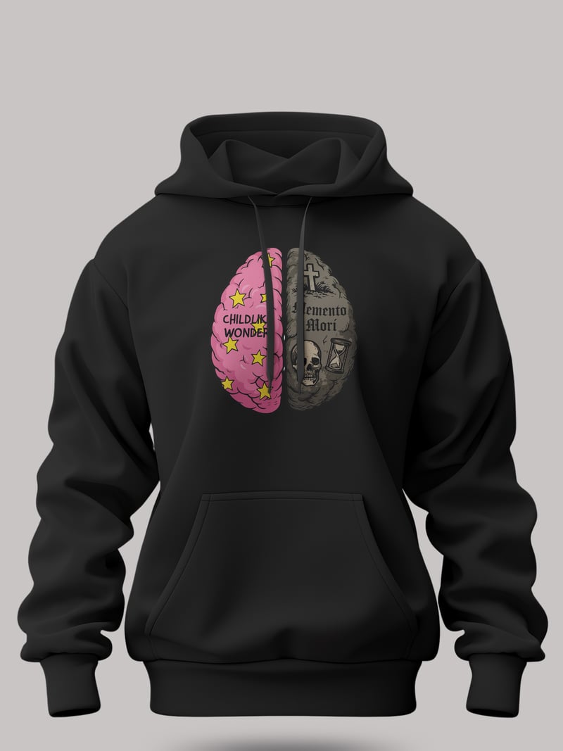 Memento Mori Unisex Siyah Kapüşonlu Sweatshirt