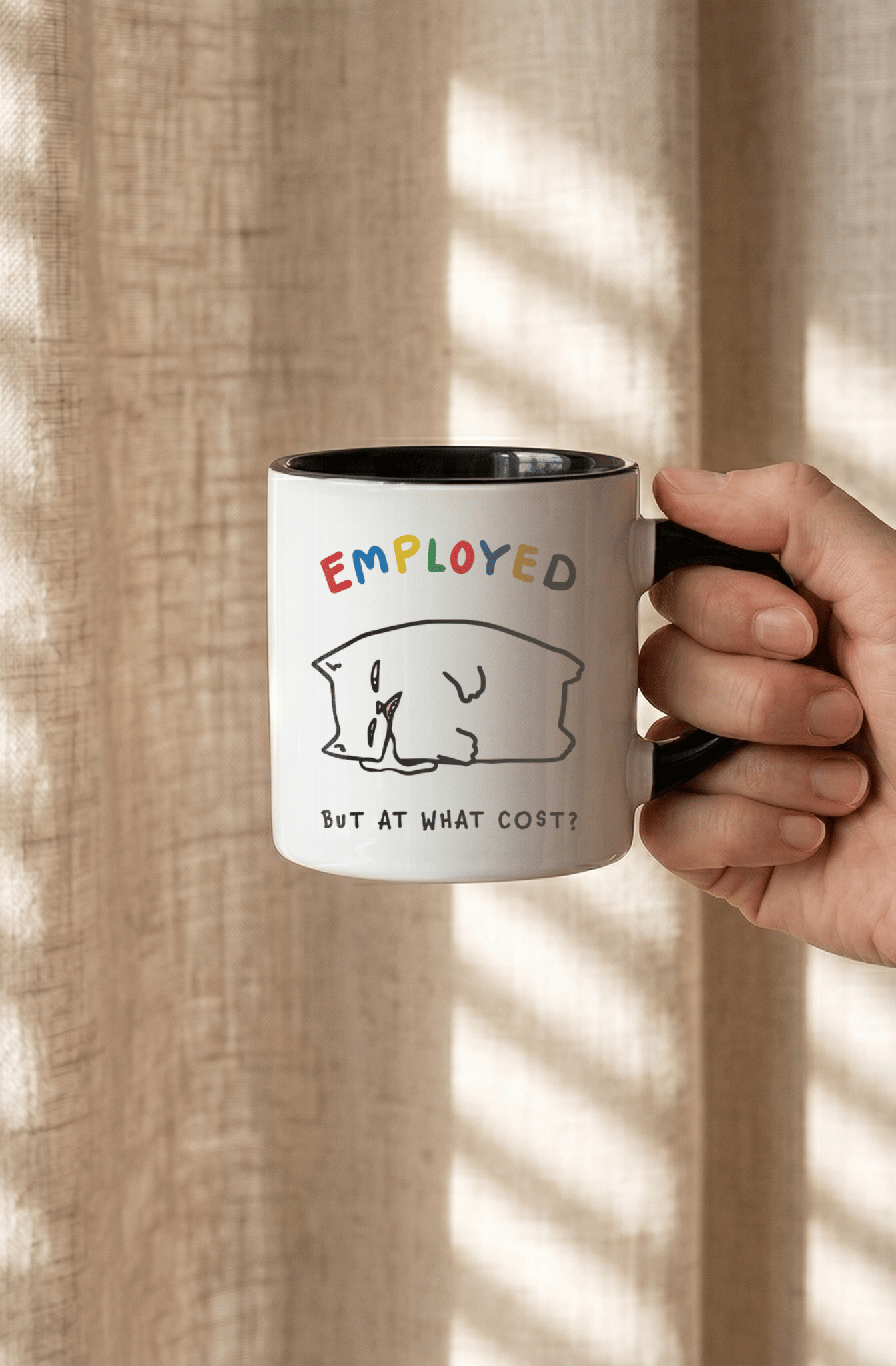 Employed 180 ml Beyaz Siyah Kahve Kupası