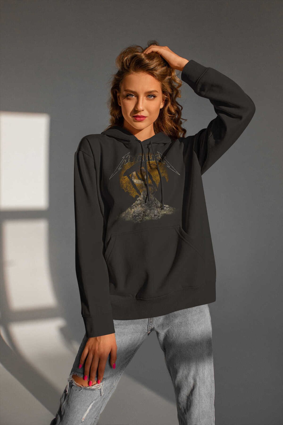 Metallica Dijital Baskı Kapüşonlu Unisex Sweatshirt