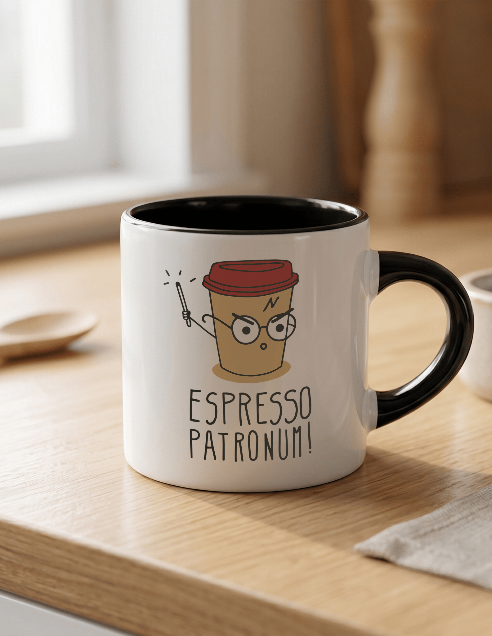 Harry Potter 180 ml Beyaz Siyah Kahve Kupası