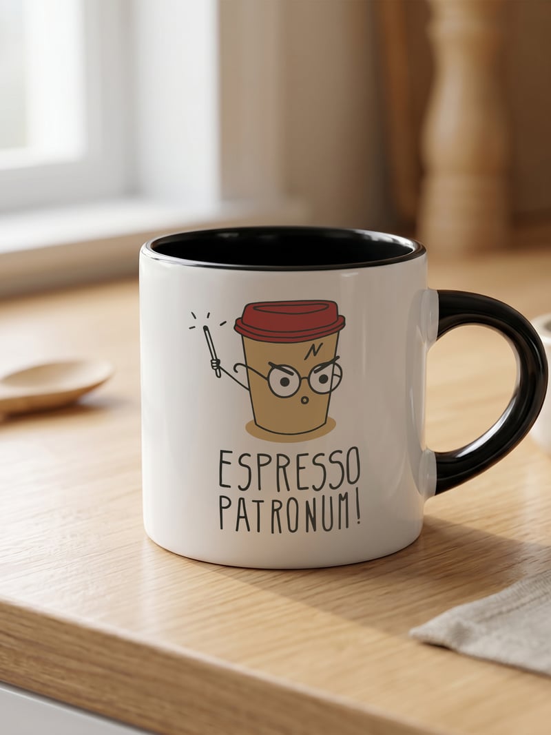 Harry Potter 180 ml Beyaz Siyah Kahve Kupası