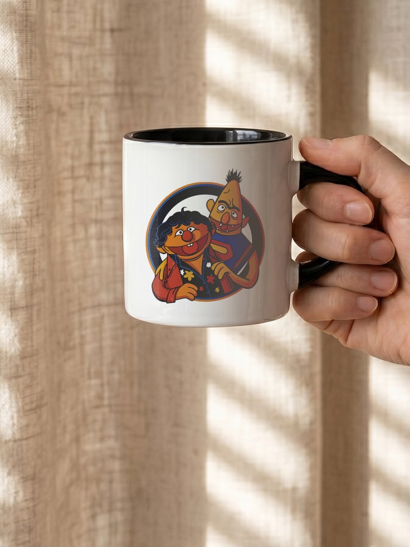 Edi ile Büdü 180 ml Beyaz Siyah Kahve Kupası