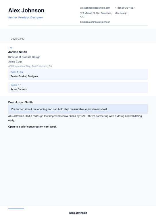 Modern Modular Field Cover Letter preview