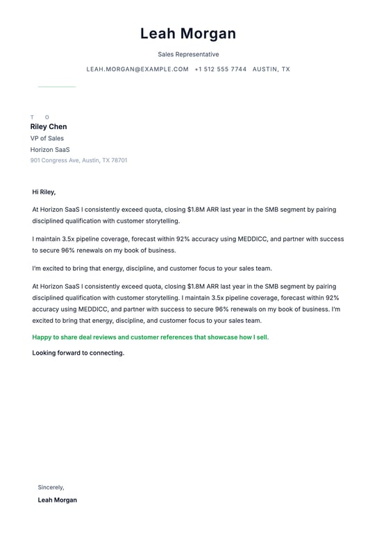 Simple Essentials Cover Letter preview