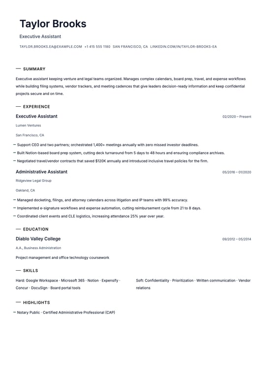 Administrative Assistant Resume Example